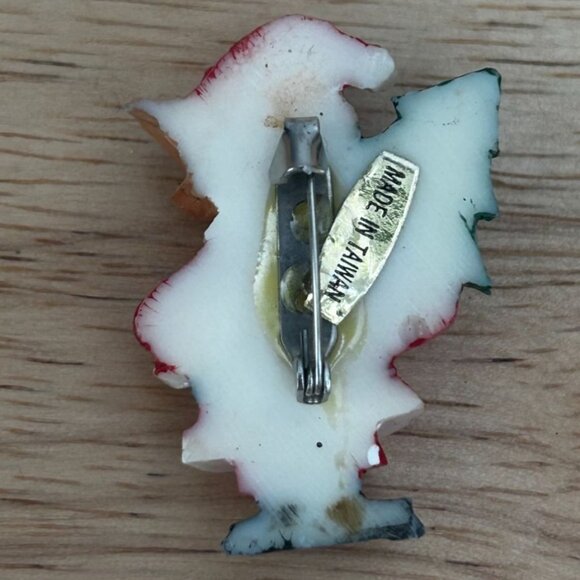 Vintage Santa Cat Pin Brooch Plastic Christmas Accessory Made In Taiwan - Picture 2 of 4